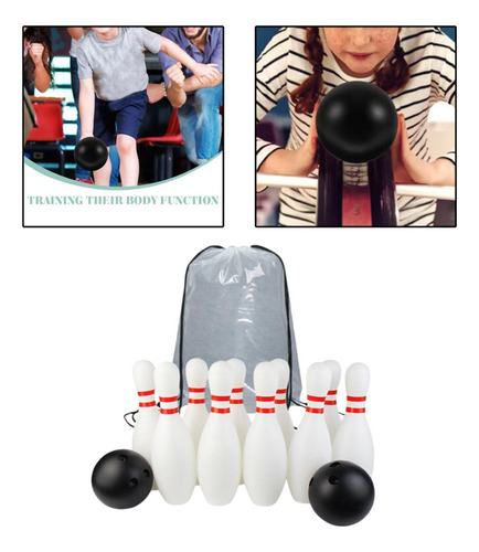 Juego De Bolos Para Niños 10 Pines Y 2 Bolas Juego De 25 Cm
