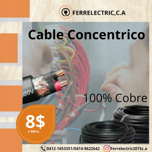 Cable Concentrico 2x8+10 2x6+4 2x4+6 2x2+4 100% Cobre 