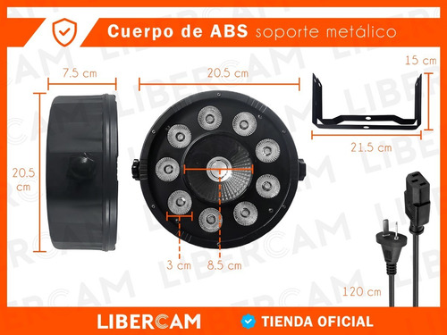 Imagen 4 de 10 de Par Led Negro Proton Rgbw Profesional 9 X 10w + 1 X 30w 120w