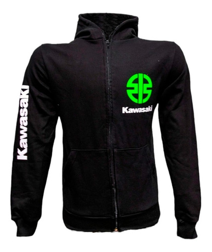 Imagen 1 de 7 de Buzo Canguro Kawasaki Capucha Moto Racing Motoscba