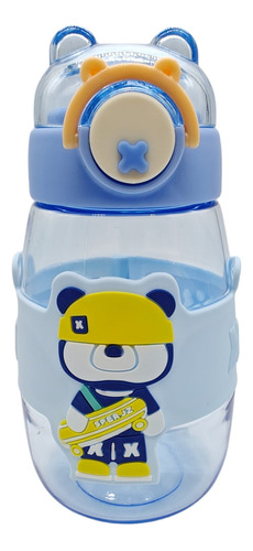 Vaso Botella Infantil C/sorbete Y Tapa Varios Diseños 600cc