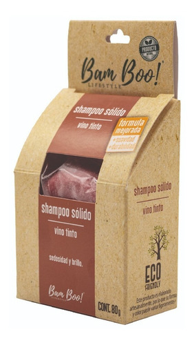 Imagen 4 de 9 de Shampoo Sólido Artesanal Vino Tinto 80 Gr Bam Boo! Lifestyle