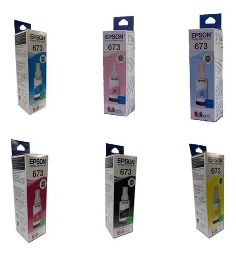 Kit De Tintas Epson T673 Original 6 Colores L800