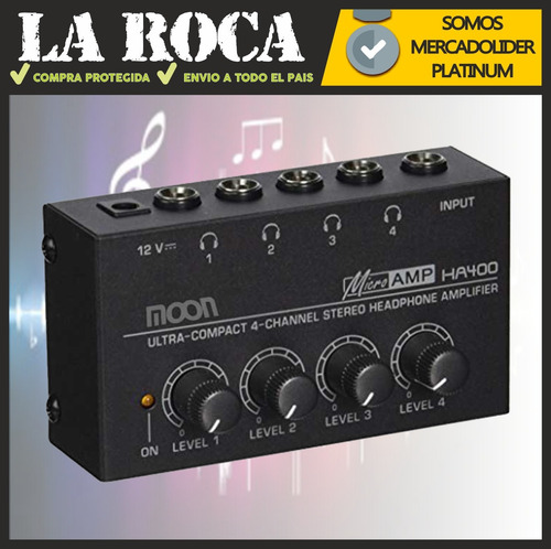 Imagen 5 de 10 de Multiplicador Para 4 Auriculares Moon Ha400m La Roca