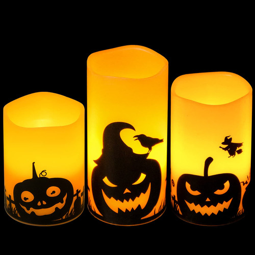 Velas Decorativas De Halloween 3 Piezas Luz Led