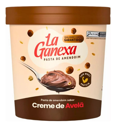 Pasta Amendoim Creme De Avelã La Ganexa Com Whey Protein 1kg