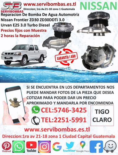 Bombas De Agua Automotrices Nissan Patrol,urvan,zd30,navara