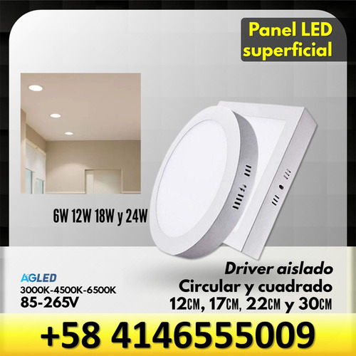 Panel Led Superficial Cuadrado 24w 6500k 30cm