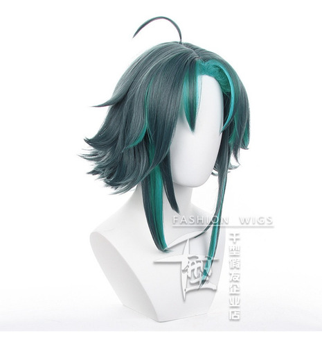 //- Juego Genshin Impact Xiao Cosplay Peluca Corto Pelo 30cm