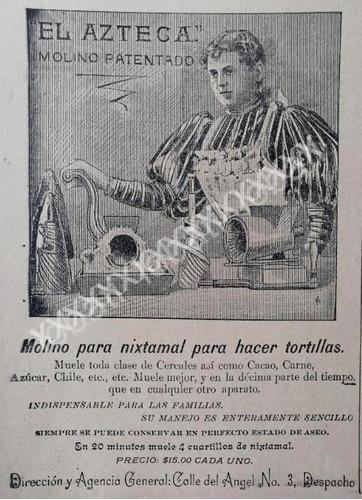 Cartel Retro . Fabrica De Molinos El Azteca 1894 373