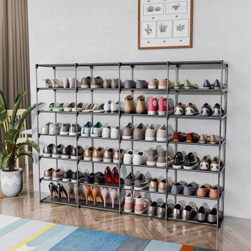 Zapatero Grande De 4 Filas Y 7 Niveles, Apilable, Organizado