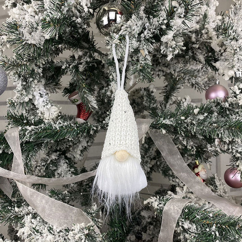 Colgante Decorativo Navideño Con Figura De Anciano Sin Rostr Color Blanco