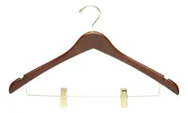 Comprar Ganchos Madera Oro Deluxe Con Pinzas Closet Ropa Pack 10