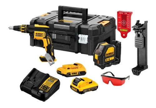 Kit Parafusadeira Drywall 20v + Nível Laser + Maleta Dewalt Cor Amarelo Bivolt