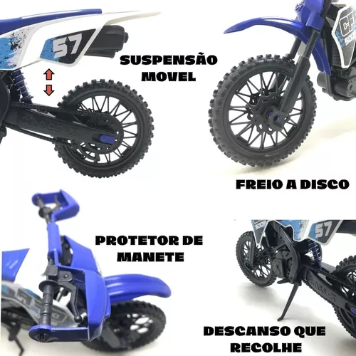 Kit 3 Moto De Trilha 25cm Brinquedo Com Descanso De Apoio