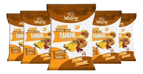 Kit Biscoito De Proteína Sabor Banana C/ Canela Wheyviv 5un