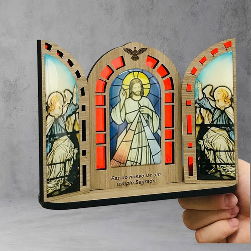 Capela Vitral Jesus Misericordioso Marfim Com Porta