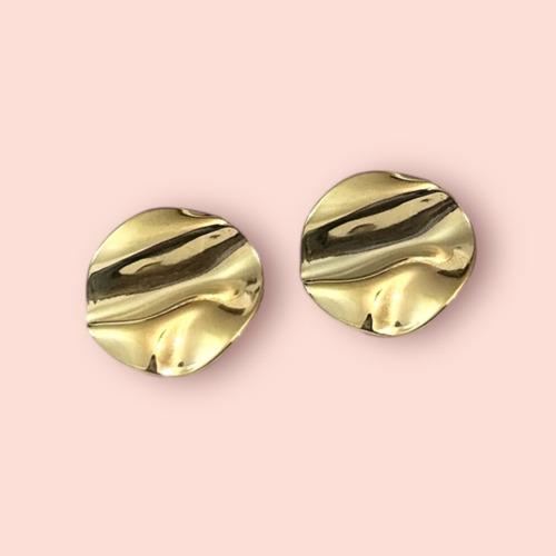 Aretes Estilo Clásico Círculo Acero Inox Chapado En Oro 18k