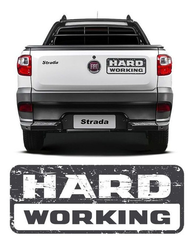 Emblema Adesivo Fiat Strada Hard Working Modelo 2018 Grafite