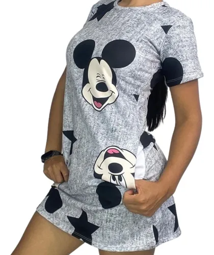 Vestido Estampado Mickey Mouse Con Bolsillos. Tela Burda