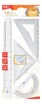 Comprar Set De 4 Reglas Transparente Deli Regla Cuadro Transportador