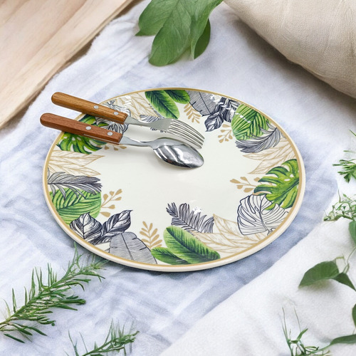 Plato Trinche Redondo Corona Mod. Natural De 26cm 6 Piezas