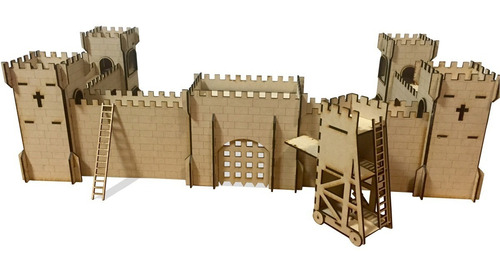 Castillo Fuerte Medieval Fibrofacil Mdf Apto Playmobil Unico