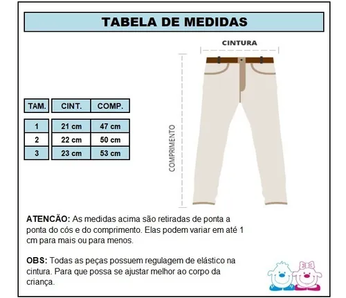 Cal a Jeans Feminina Infantil Tam. 01 02 03 Ref. 1320