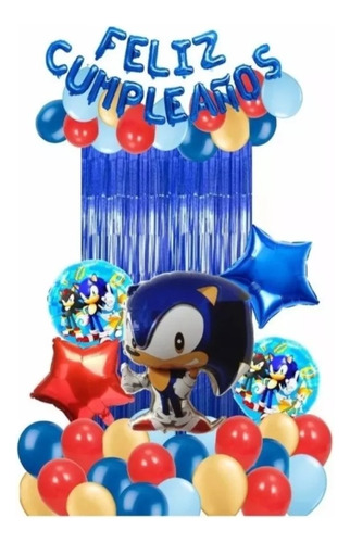 Set Globos Decoración Feliz Cumpleaños Sonic Fiesta