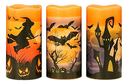 Velas Led Halloween Parpadeantes Sin Llama Con Temporizado