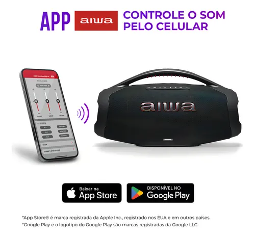 Caixa De Som Boombox Aiwa Aws-bbs-01b 200w Ip66 30hs De Bateria