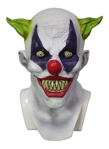 Creepy Evil Scary Clown Mask Casco De Látex Con Cuernos Verd | Meses ...