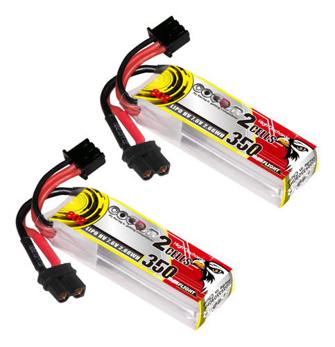 Paquete De 2 Baterias Coddar 350mah 2s 7.6v 90c Hv Lipo Con