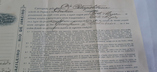 Antigo Doc. Mpanhia De Navegação Lloyd Brasileiro - 1898