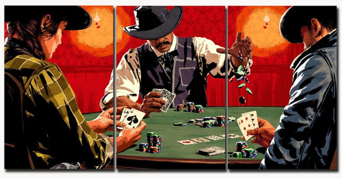 Cuadro Red Dead Redemption 60x30 Triptico Madera 9mm Poker