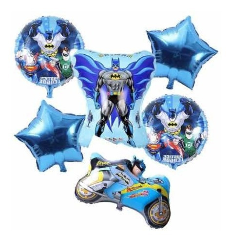 Globo Batman Kit X 7, 2cuerpo 1moto 2estampados 2estrellas