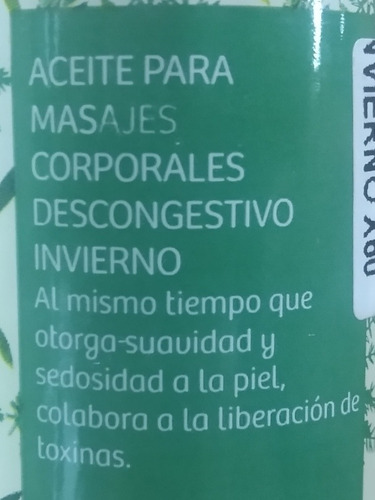 Imagen 3 de 5 de Aceite Corporal Descongestivo Invierno Hierbas Del Oasis