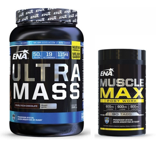 Combo Masa Muscular 1 Ultra Mass + 1 Muscle Max - Ena Sport