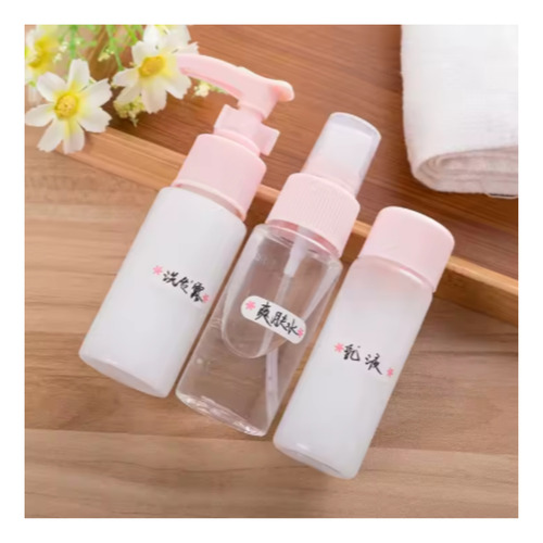Neceser Kit 5 Frascos Envases Viajes Dosificador Recargable