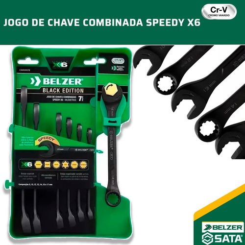 Jogo De Chave Combinada Speedy X6 7 Pçs Black Edition Belzer