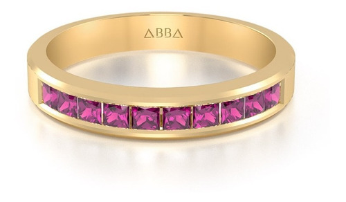 Churumbela Rubi De Oro 14k Bisel Cuadro Abba Joyas