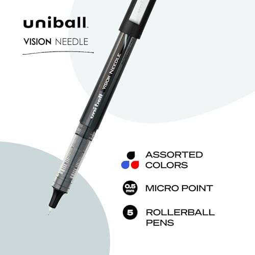 Bolígrafos Uni-ball Vision Needle, Colores Variados, 6 Pieza