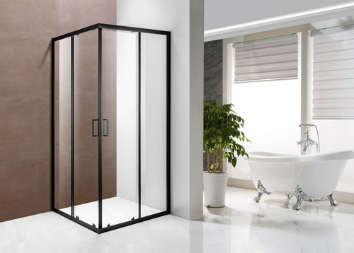 Box De Ducha Rectangular Negro - Mod. 8025nt Sin Receptáculo