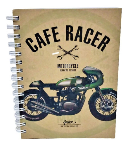 Cuaderno C/espiral 16x21 Onix Tapa Dura De Cartón Moto Retro