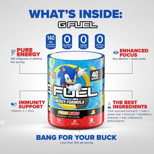 G Fuel Sonic Energy Powder, Sin Azúcar, Suplemento De De De