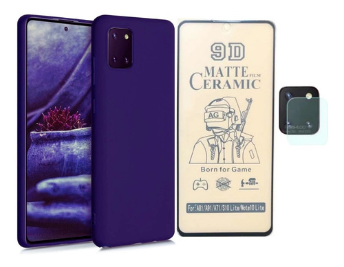 Silicone Case + Cerámica + V.c Para Samsung Note 10 Lite