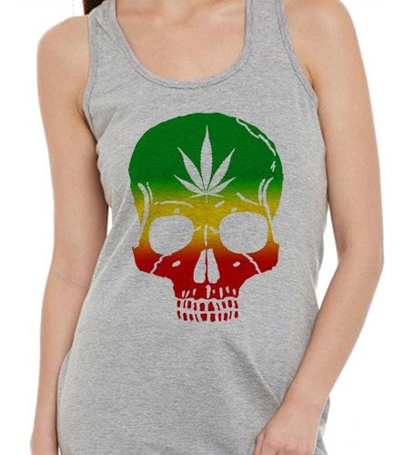 Musculosa Reggae Calavera Cannabis Hoja Musica