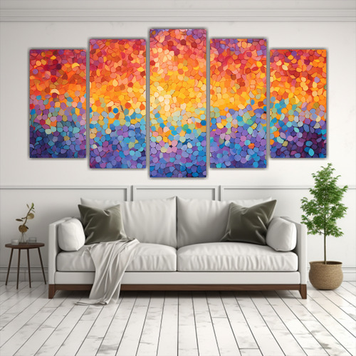 200x100cm Cuadro Puntillismo Y Colores Del Atardecer En Cinc