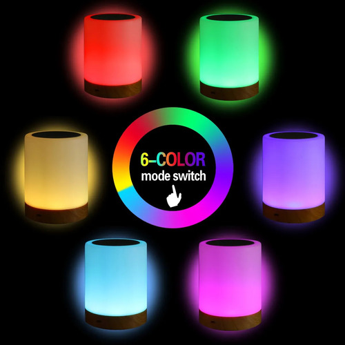 Lámpara De Mesita De Noche Táctil Rgb, Recargable Por Usb,