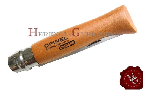 Imagen 3 de 6 de Cortapluma Navaja Opinel Carbono Nº7 Hoja 8 Cm Haya Camping